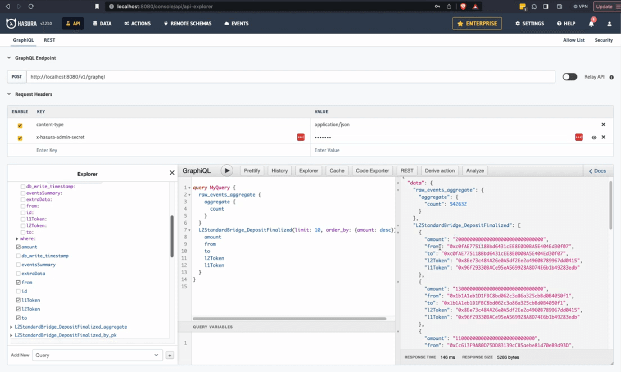 Query results